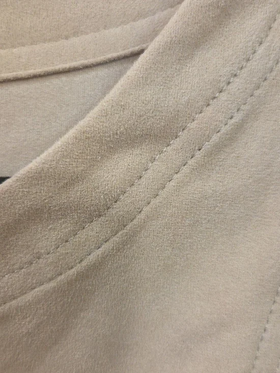 Pilcro Anthropologie Faux Suede Crop Top Beige Tan Short Sleeve Sz L/XL - Picture 5 of 5